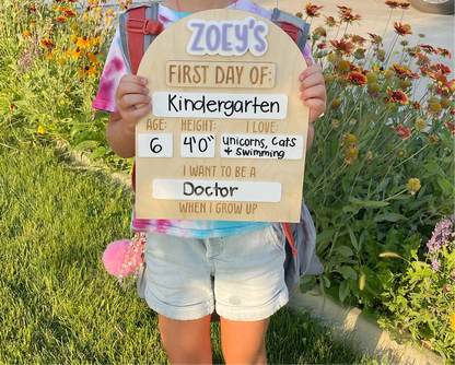 Interchangable Personalized First/Last Day of School Name Sign Back to School