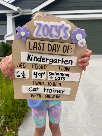 Interchangable Personalized First/Last Day of School Name Sign Back to School