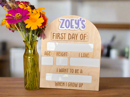 Interchangable Personalized First/Last Day of School Name Sign Back to School